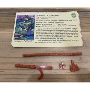 Teenage Mutant Ninja Turtles TMNT 1990 Playmates Donatello card & accessories